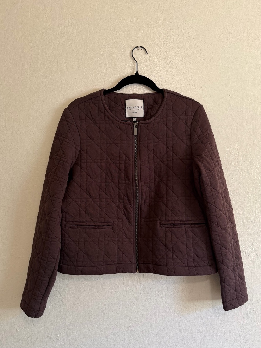 bagatelle Quilted Bomber Jacket in Dark Brown